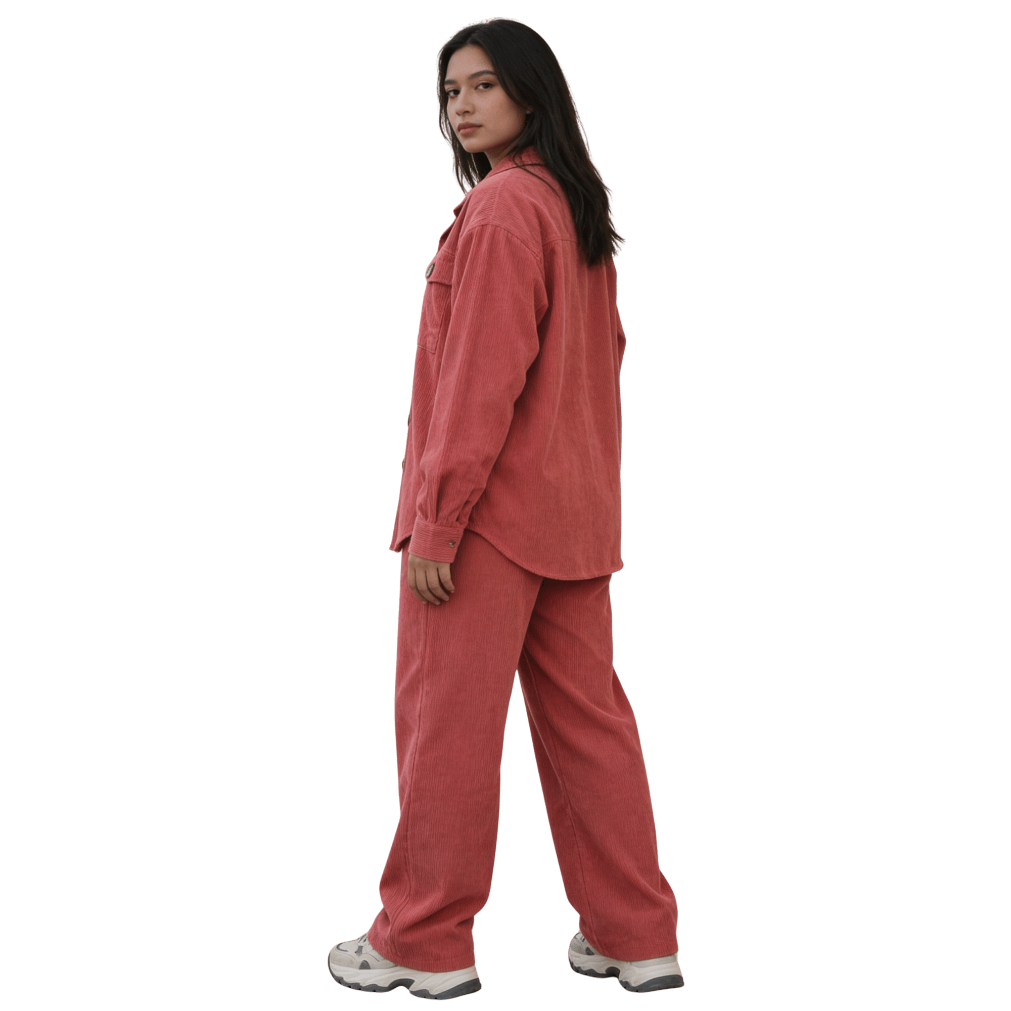 blood orange corduroy overfit shirt & wide leg pants set blood orange corduroy overfit shirt & wide leg pants set