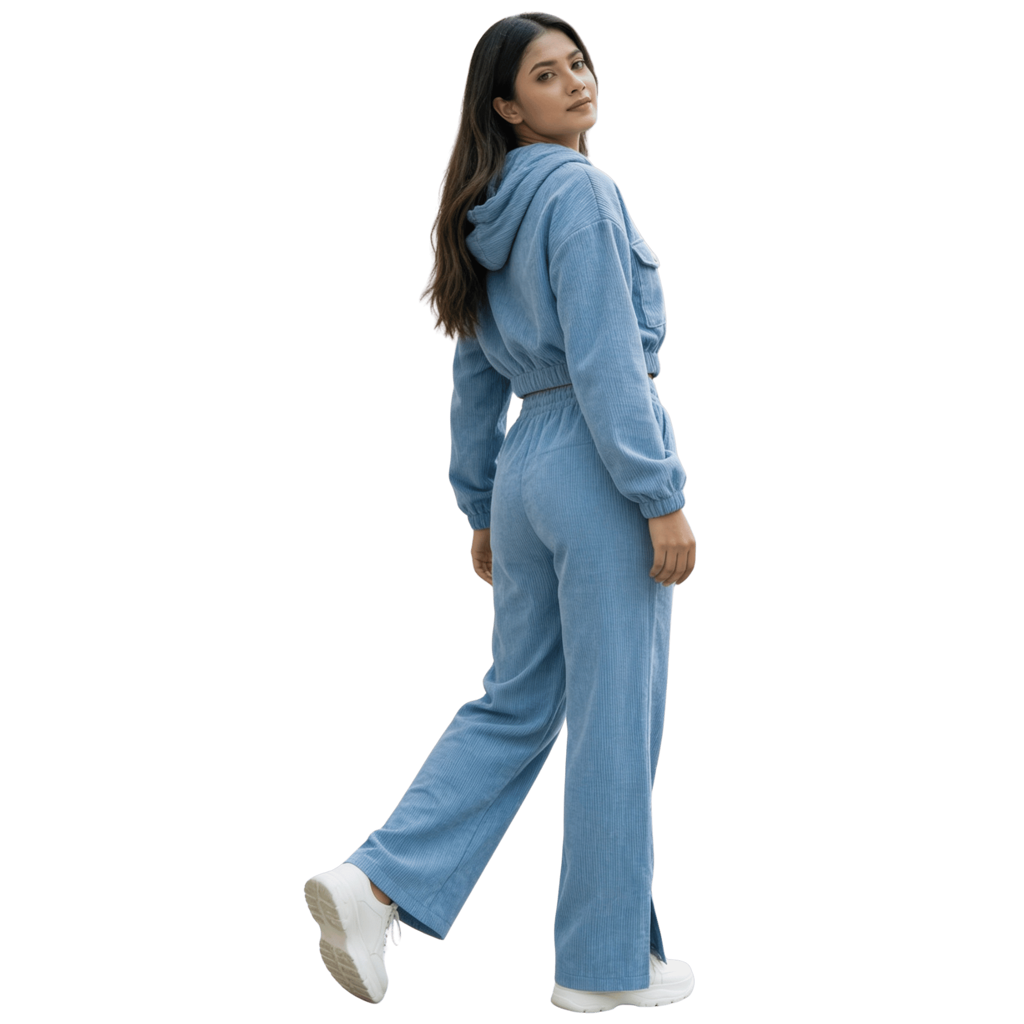 frosty sky corduroy crop hoodie & wide leg pants set frosty sky corduroy crop hoodie & wide leg pants set