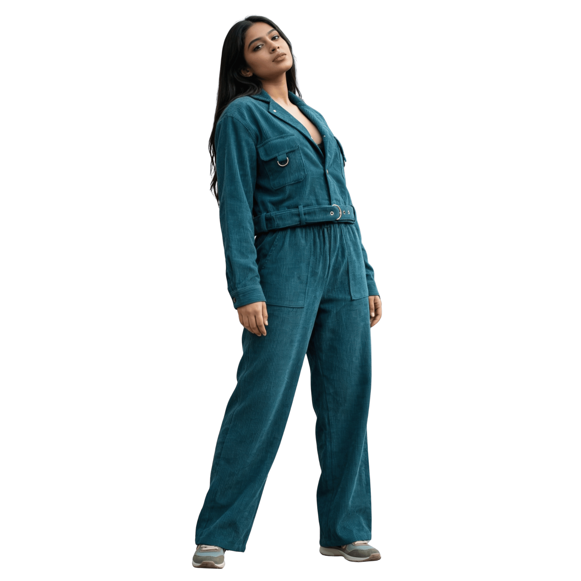 teal fresh corduroy jacket & wide leg pants set teal fresh corduroy jacket & wide leg pants set